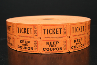 Orange Bristol Double Roll Tickets Raffles, tickets, rolls, 50/50